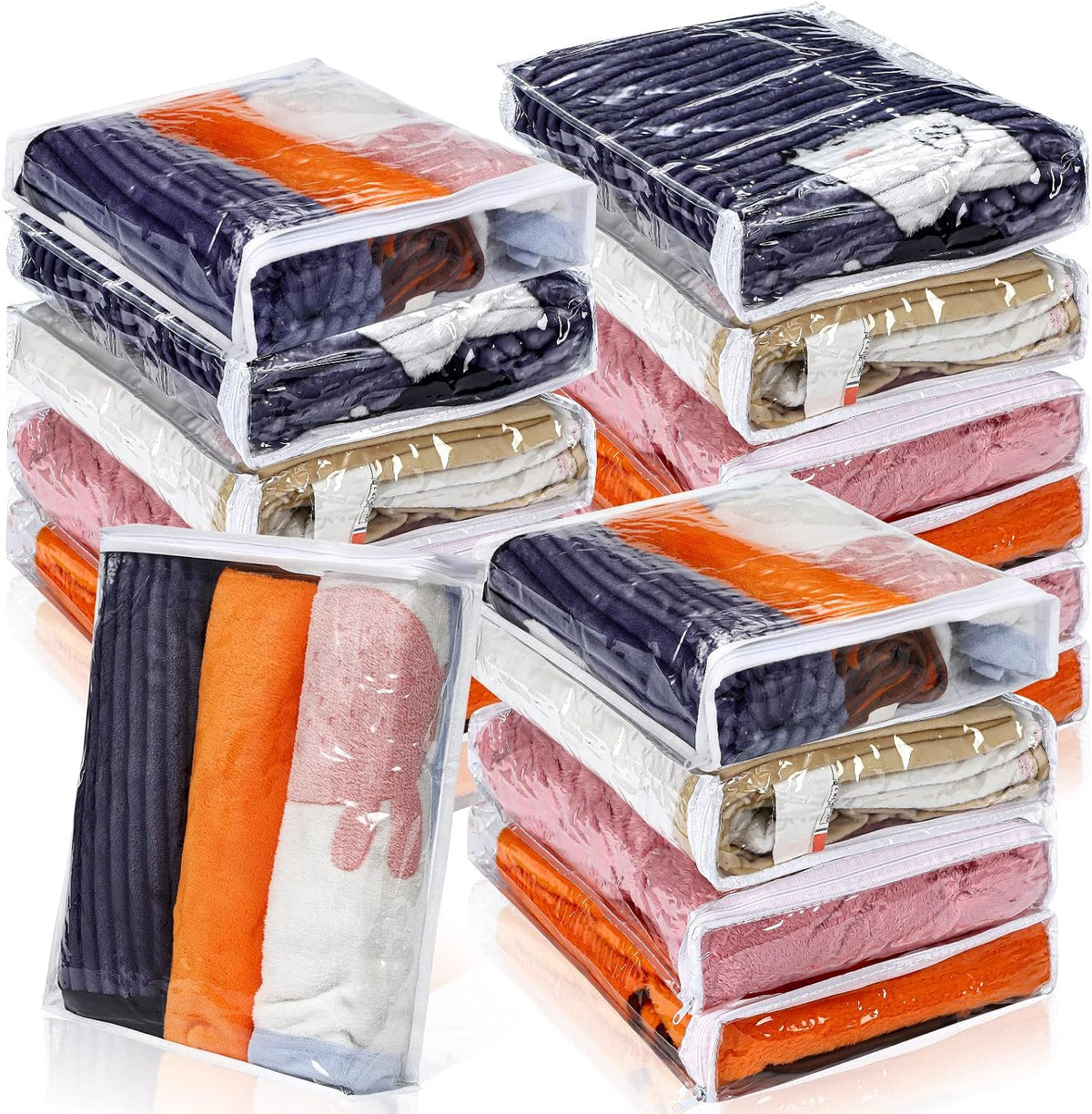 Kingdder 16 Pcs Clear Zippered Storage Bags Plastic Sweater Bag with Zipper