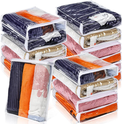 Kingdder 16 Pcs Clear Zippered Storage Bags Plastic Sweater Bag with Zipper