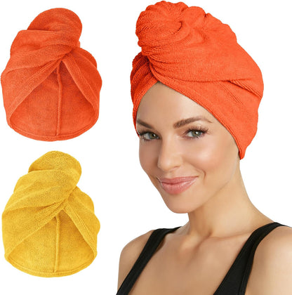 Turbie Twist 2-Pack Microfiber Hair Towel for Beauty, Travel, Gifting - Hair Wrap Turban for Straight, Wavy & Curly Hair - Premium Personal Care - Dark Purple & Light Purple