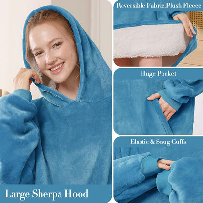 LetsFunny Blanket Hoodie,Oversized Wearable Sherpa Fleece Blanket Sweatshirt,Super Soft Warm Cozy with Giant Pocket,Gifts for Women Men Adults Teenagers, One Size Fits All