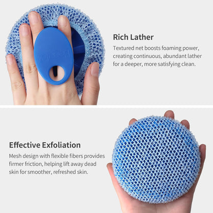 Silicone Body Scrubber 2 Pack, BEAUTAIL Shower Bath Scrubber, More Hygienic Than Traditional Loofah, Lather Nicely, Gentle Exfoliating Brush for Women Men Baby Sensitive Skin, Black+Purple