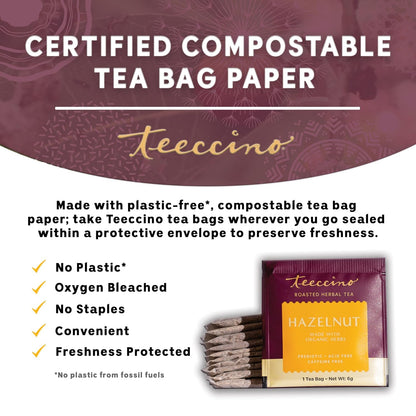 Teeccino Holiday Herbal Tea Sampler Assortment - Candy Cane, Gingerbread, Snickerdoodle - Caffeine-Free Holiday Dessert Teas with Prebiotic Chicory, 12 Tea Bags