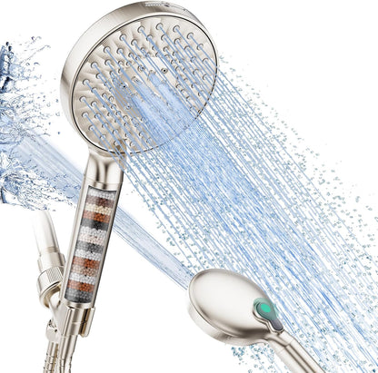 SR SUN RISE Filtered Shower Head with Handheld High Pressure 9 Spray Mode Showerhead Detachable Shower Head Water Softener Filters Beads for Hard Water Remove Chlorine 1 Filter Chrome