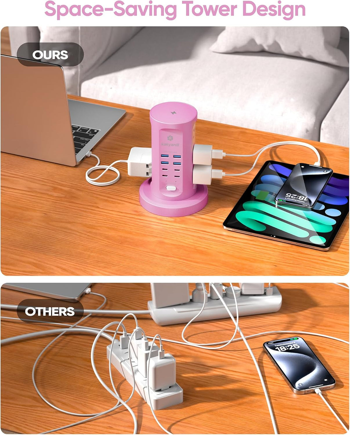 Power Strip Tower, kakyanill Charging Station 9 AC Outlets 8 USB Ports