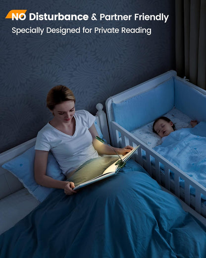 Glocusent Willow Book Light for Reading in Bed, 10LED Bright Reading Light, 3 Colors & 3 Brightness, Rechargeable Book Light Lasts for 80hr, Lightweight Clip on Book Light, Perfect for Book Lovers