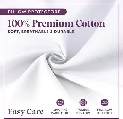 CirclesHome Pillow Protectors 4 Pack Standard Zippered - 100% Cotton Breathable Pillowcases - Protects Pillows from Dirt, Dust and Debri (Standard - Set of 4 - 20x26)