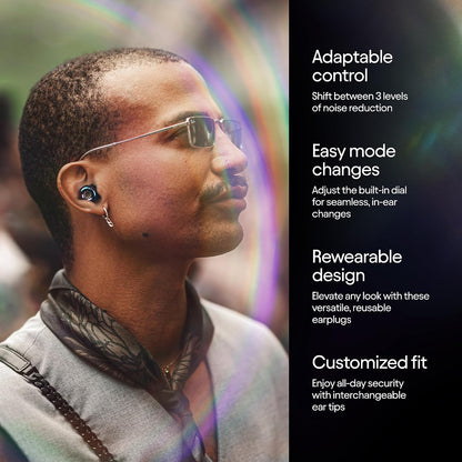 Loop Switch 2 Adjustable Ear Plugs - 3 Noise Relief Modes for Ultimate Control | Flexible Earplugs for Focus, Travel, Socializing, Festivals & More | 20-26 dB (SNR) Reduction