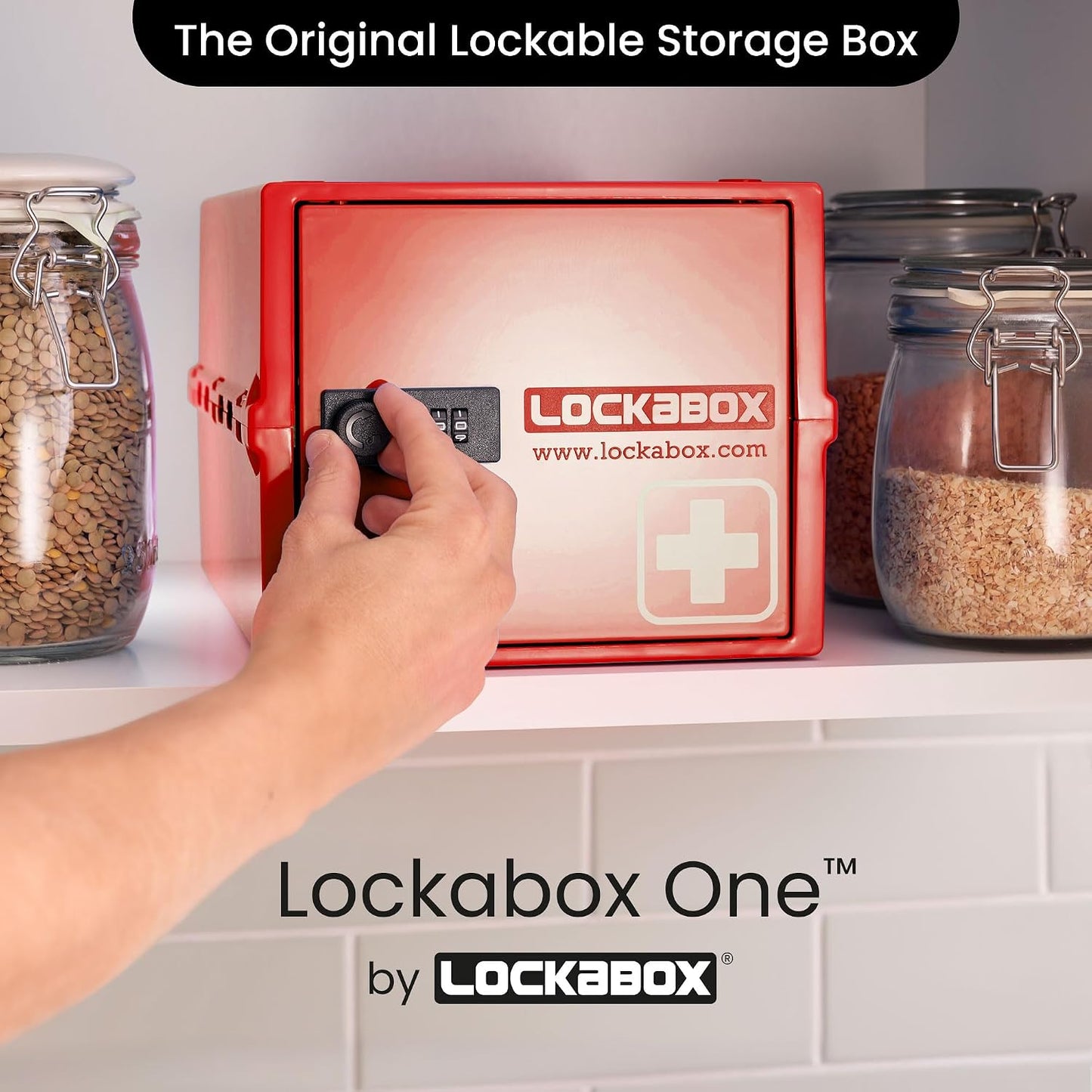 Lockabox One™ | Premium Lock Box | Medium Combination Lock Box For Food, Medicine & Home Safety | External Size 12 x 8 x 6.6 inches (Crystal)