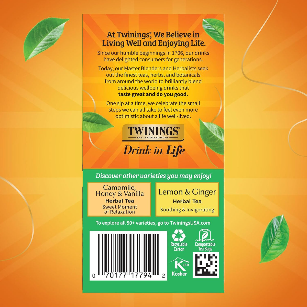 Twinings Decaffeinated Green Tea Individually Wrapped Bags, 20 Count (Pack of 1), Smooth Flavour, Enticing Aroma, Enjoy Hot or Iced, 20 Teabags