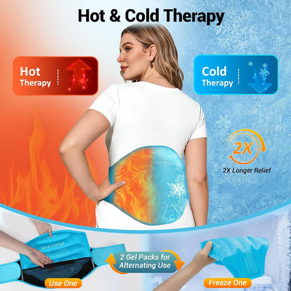 Comfytemp Large Ice Pack for Injuries Reusable Gel Ice Pack for Lower Back Pain Relief, Sciatica, Hot Cold Wrap Compress Recovery Item for Surgery, Swelling, Lumbar, Shoulder, Knee, Hip, for Men Women
