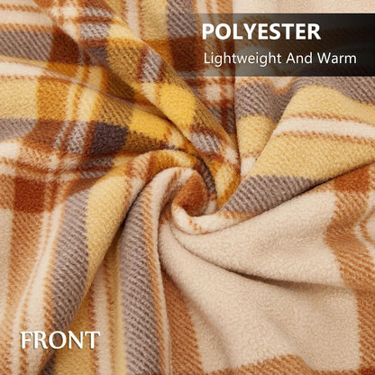 forestfish Fleece Wearable Blanket, Plaid Lap Blanket Comfy Poncho Throw with Buttons for Bed Sofa Office, Grey-White