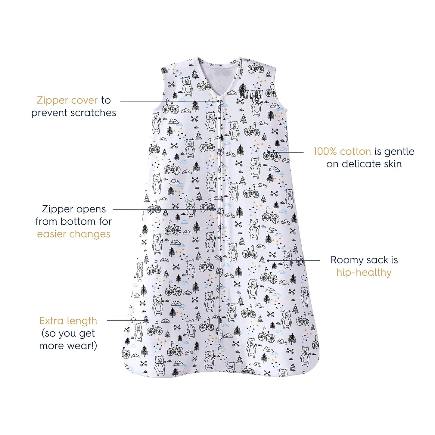 HALO SleepSack, 100% Cotton Wearable Blanket, Swaddle Transition Sleeping Bag, TOG 0.5, Ocean Life, Medium, 6-12 Months