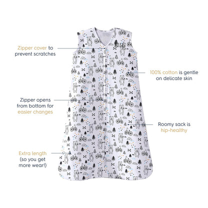 HALO SleepSack, 100% Cotton Wearable Blanket, Swaddle Transition Sleeping Bag, TOG 0.5, Ocean Life, Medium, 6-12 Months