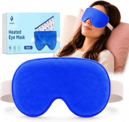 ZOMPALE Heated Eye Mask for Dry Eyes – Microwavable Moist Heat Eye Compress – Warm Compress for Eyes, Eye Strain & Stye Relief – Adjustable Strap, Washable Plush Cover, Reusable Eye Mask for Sleep
