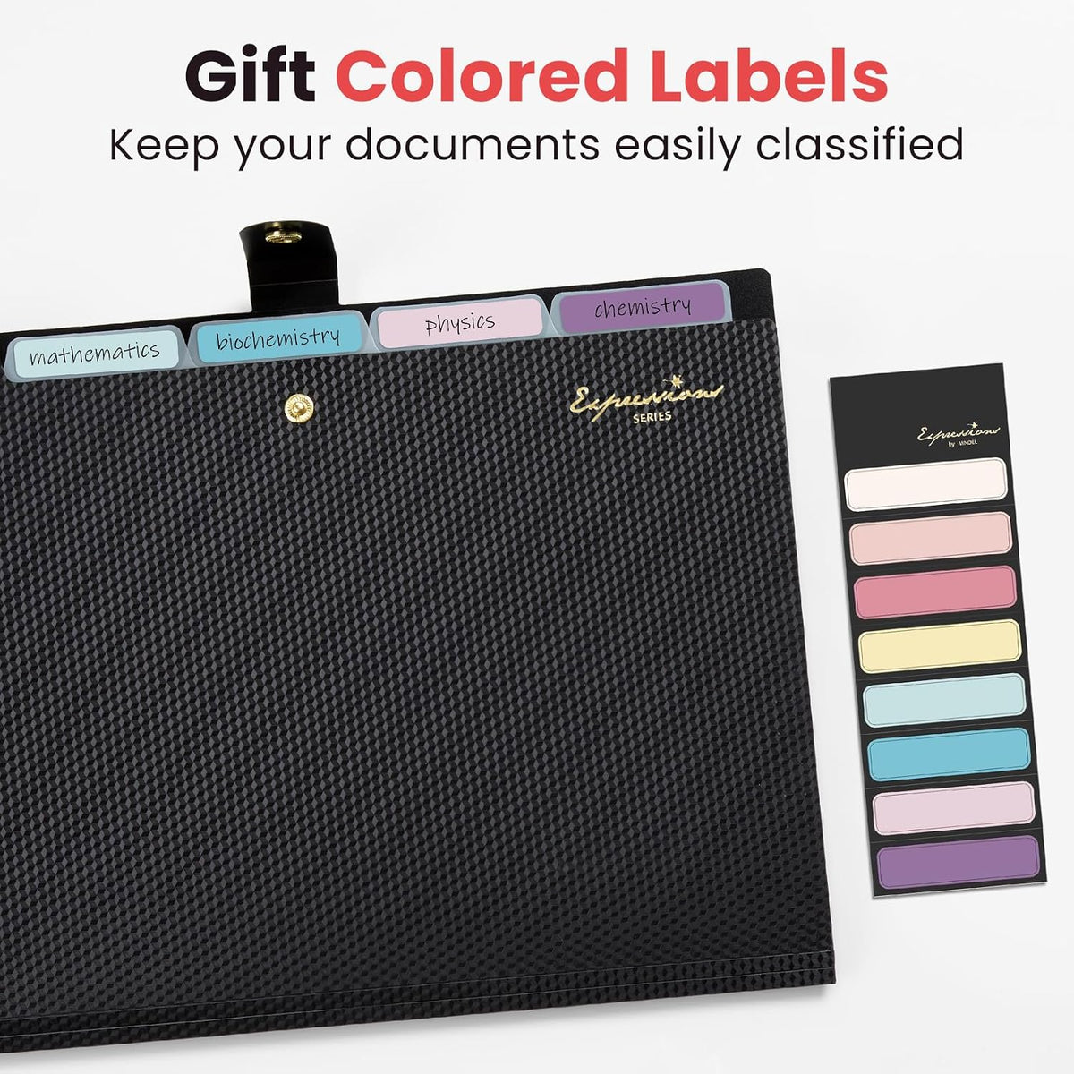 Sooez Accordion File Organizer 8 Pocket, Expanding File Folder with Labels