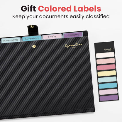 Sooez Accordion File Organizer 8 Pocket, Expanding File Folder with Labels