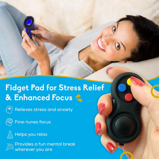 PILPOC theFube Fidget Cube, 6-Sided Stress Relief Infinity Cube for Adults & Kids, Boosts Concentration, Mindfulness Aid, Silent & Audible Modes, Stocking Suffers for Boys, Kids and Adults (Midnight)