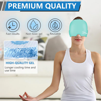 Migraine Relief Cap, All Around Gel Covered Reusable Headache Relief Cap, Black Migraine Cap for Headache Relief, Puffy Eyes