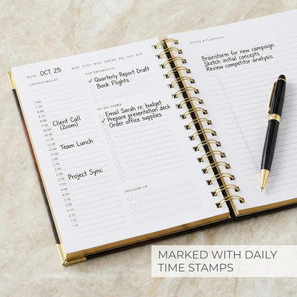 Aesthetic Daily Planner And Notebook With Hourly Schedule - Beautiful Spiral To Do List Notepad For Work/Home to Organize Tasks And Appointments - Stylish School/Office Supplies Journal Book For Women