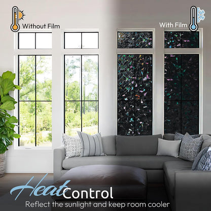 rabbitgoo Rainbow Window Privacy Film, Stained Glass Cling, 17.5" x 78.7"