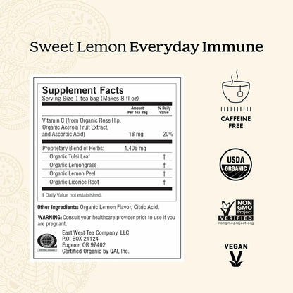 Yogi Sweet Lemon Everyday Immune Tea, 16 Tea Bags (4 Pack)