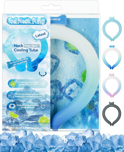Neck Cooling Tube Wraps Ice Ring Neck Cooler Personal Ice Pack Wrap for Hot Weather Gel Reusable Wearable Gel Cooling for Summer Heat Hot Flashes Freezer Below 64.4℉