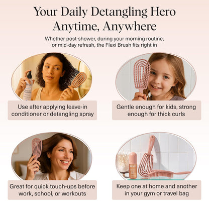 Kitsch Hair Brush Detangler – Flexi Flow Hair Brush for Women, Men & Kids | Detangling Brushes for Curly Hair with Bendable Frame, Bounce Curl Defining Brush for Wet or Dry Strands - Soft Violet