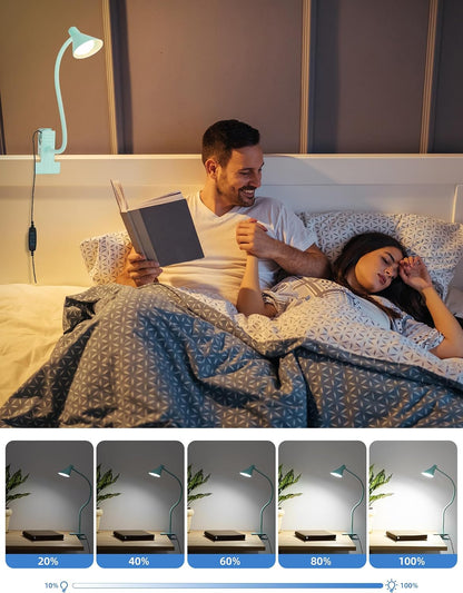 LiFMIRA Clip on Light USB Reading Light Desk Lamp 3 Color Modes Black