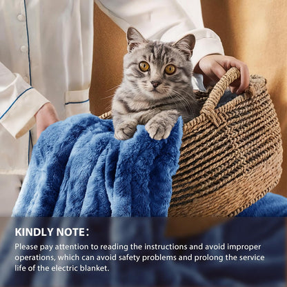 Homemate Heated Blanket Electric Throw - 50"x60" Heating Blanket Throw 1/2/4/6/8 Hours Auto-Off 10 Heat Levels Over-Heat Protection Luxury Faux Fur Sherpa ETL Certification