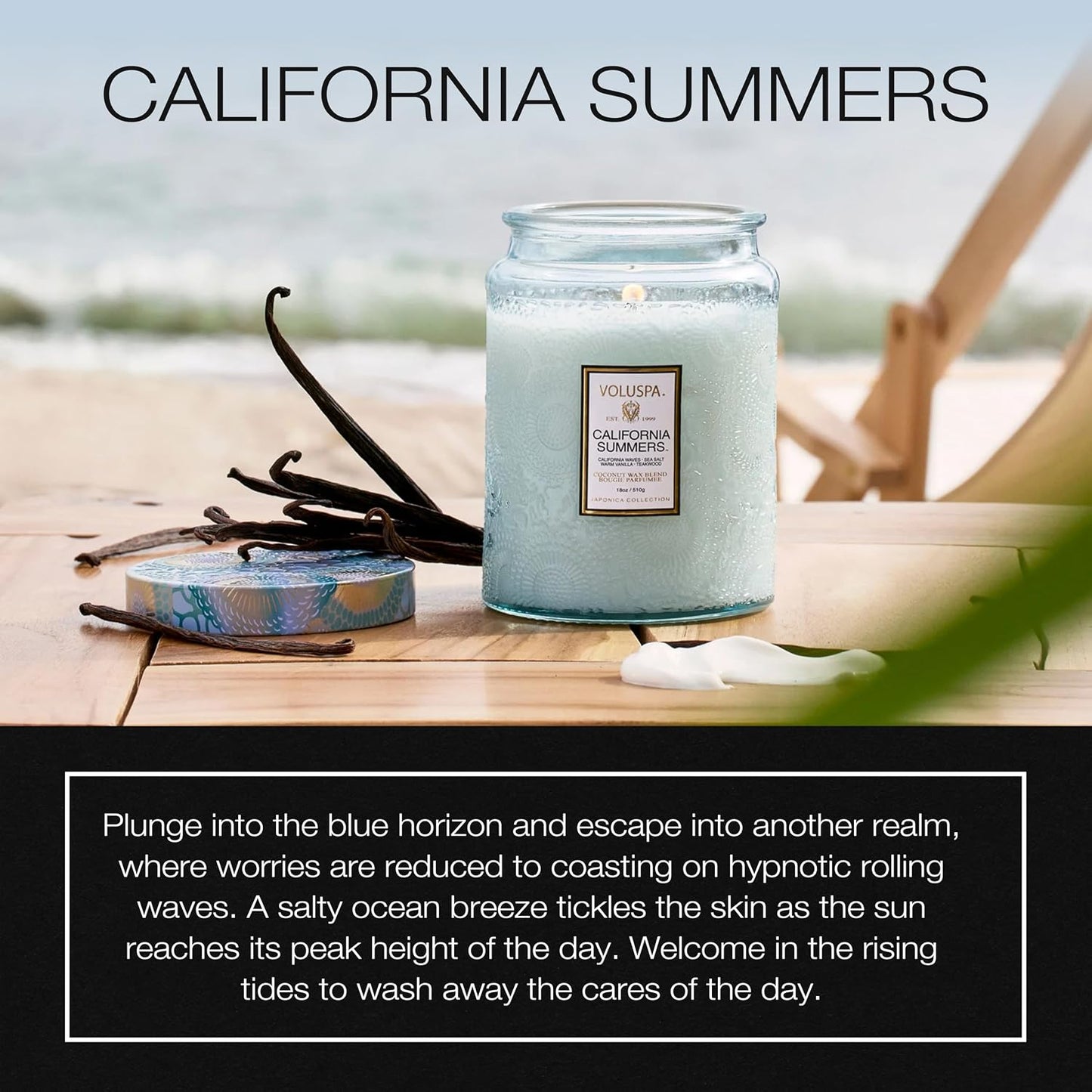 Voluspa Baltic Amber Candle, 18 oz, Coconut Wax Blend, Scented Candles for Home, 100 Hour Burn Time, Candle Jar