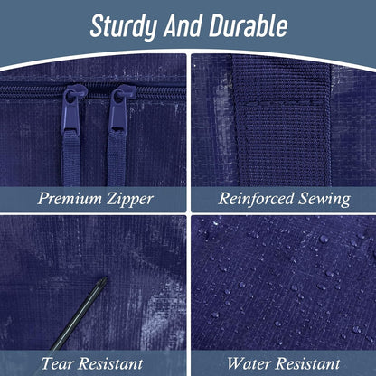 Extra Heavy Duty Large Moving Bags with Strong Zipper, Dark Blue