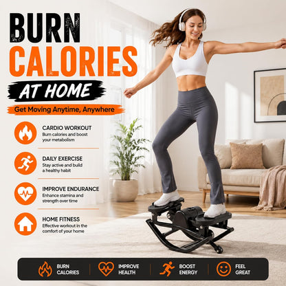 Lhanel Rock Stepper for Home Workout, Low-Impact Side Stepper with Resistance Bands, Side-to-Side Mini Stepper for Cardio, Weight Loss & Full Body Exercise