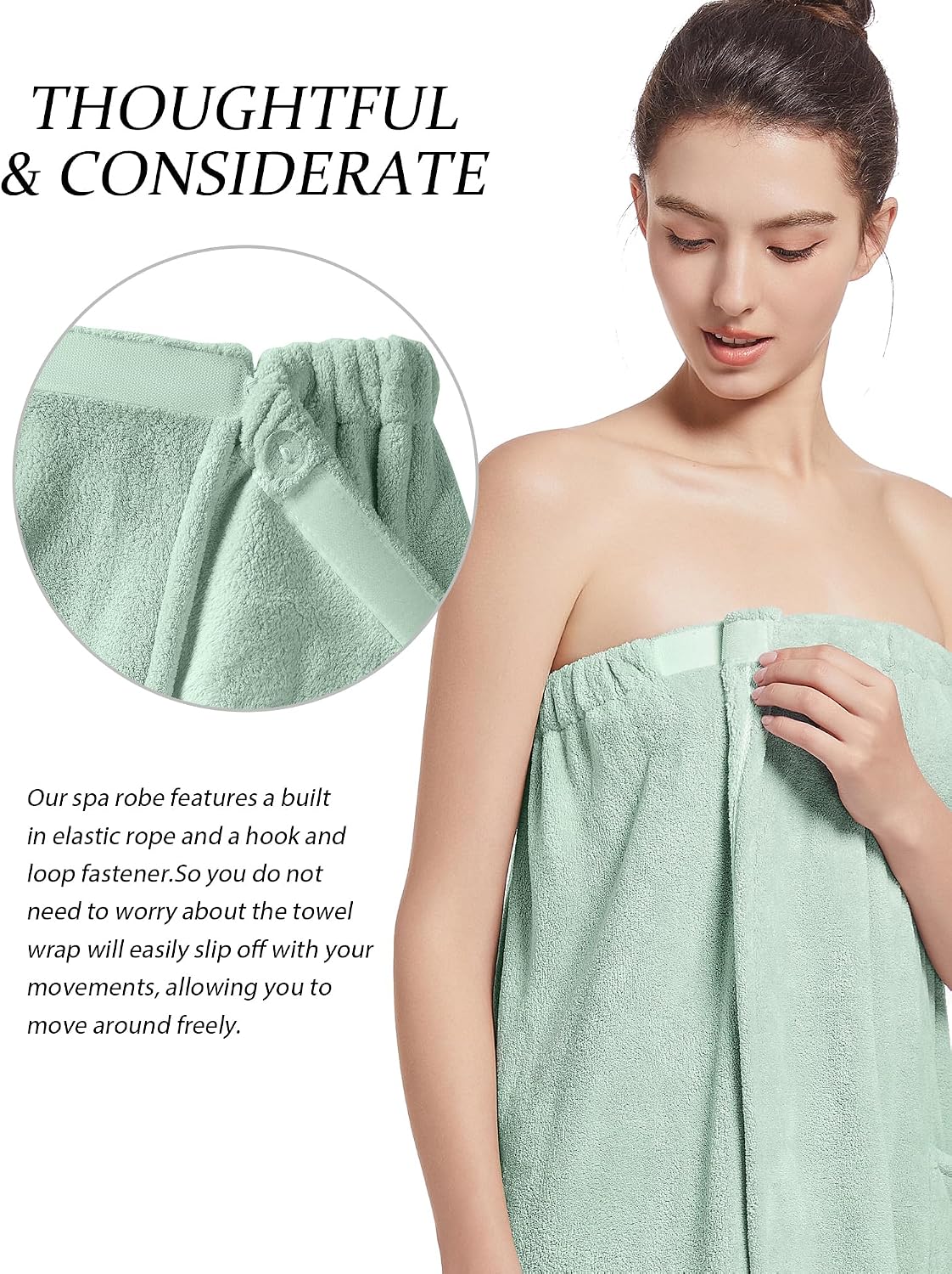 Women'S Soft Wrap Towel Full Length，Bath Robe After Shower Female Plush Long，Spa Bathrobes Lightweight With Pockets