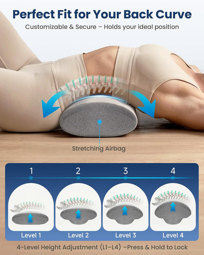 COMFIER Smooth Spine Triple Fusion Back Massager with Graphene Heat, 3-in-1 Cordless Lumbar Support Pillow with Remote Control, Vibration & Stretching, Ergonomic Lower Back Massager