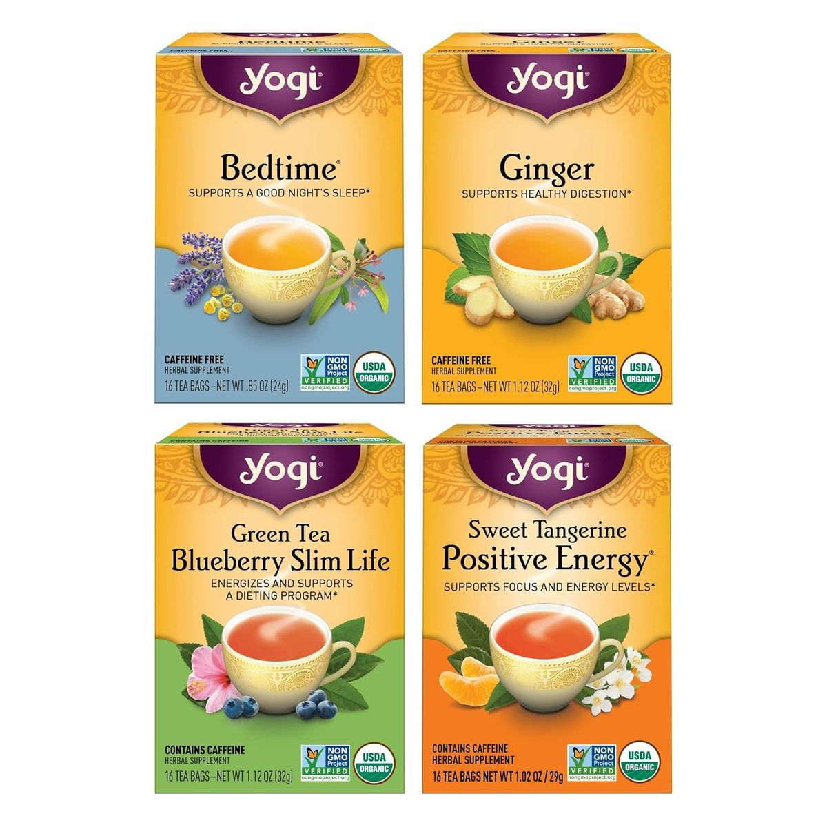 Yogi Premium Wellness Variety Pack, 16 Tea Bags (4 Pack)