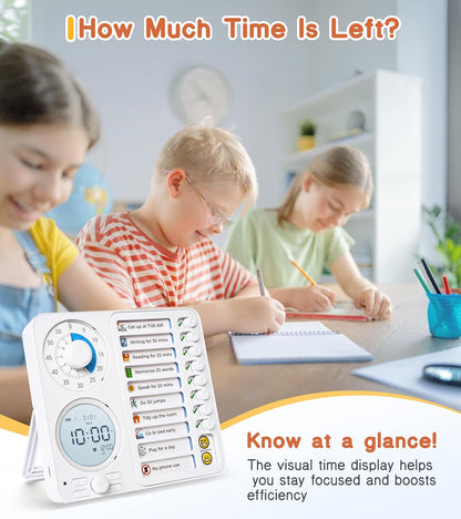 3-in-1 Visual Timer Task Timer with Chore Chart Board, ADHD Tool for Kids Adults Visual Schedule for Kids with Autism, Daily Checklist for Home, School, Classroom, Desk, Chore Chart