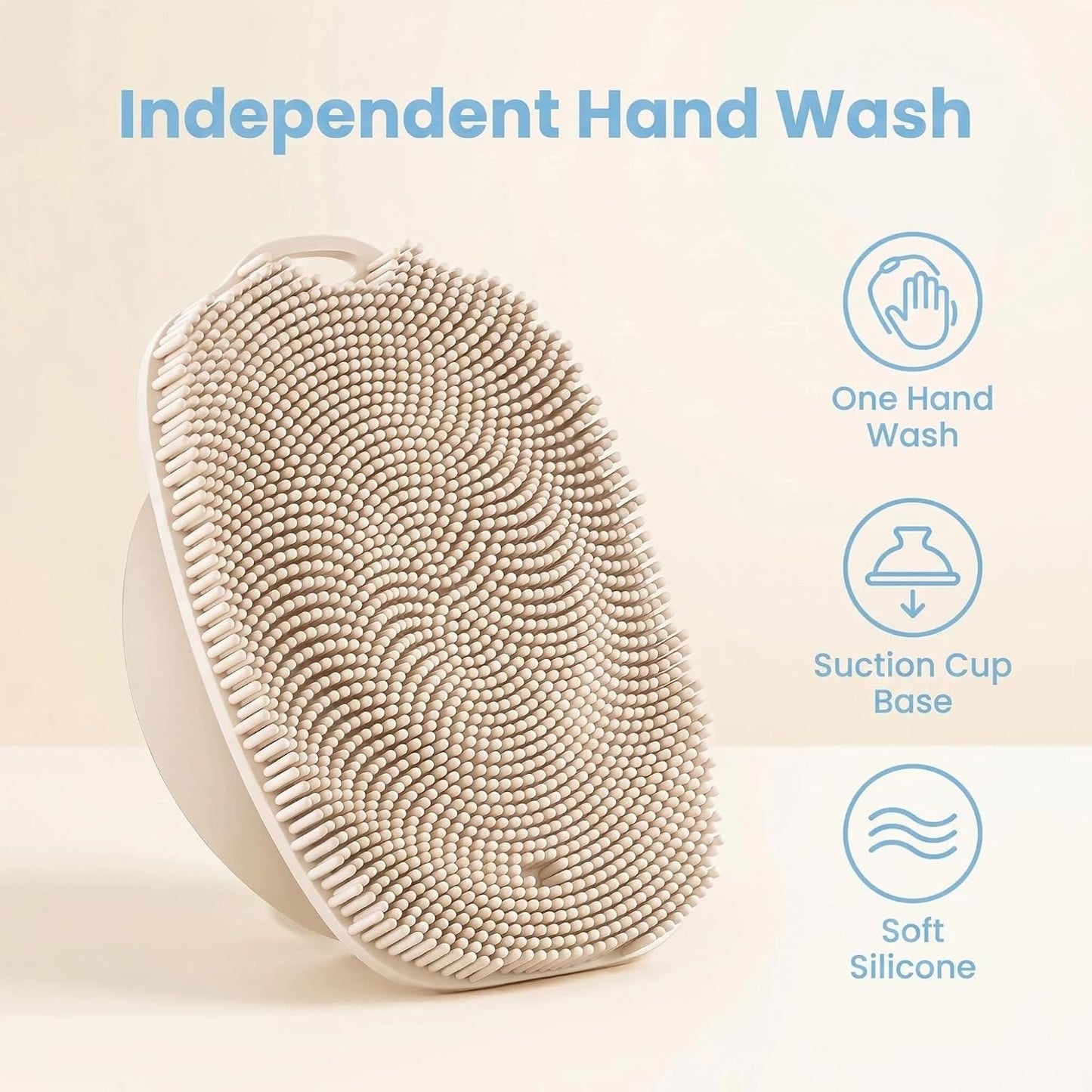 Soft Silicone Body Scrubber, Gentle Like a Hand Exfoliating Your Skin and Build Up Lather Easily, Back Large Suction Cup Easy to Store, Long-Lasting & Deep Clean (Pink)
