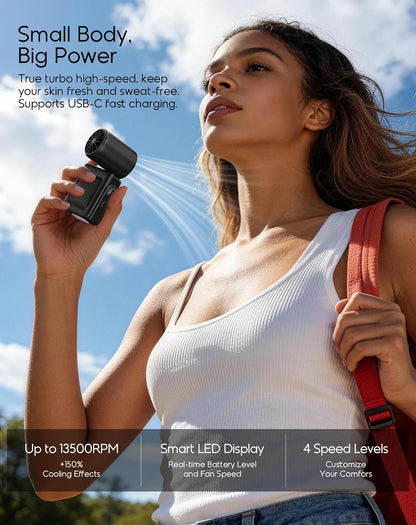 Portable Clip-On Mini Fan, Personal Handheld Fan for Stroller w/ LED Screen
