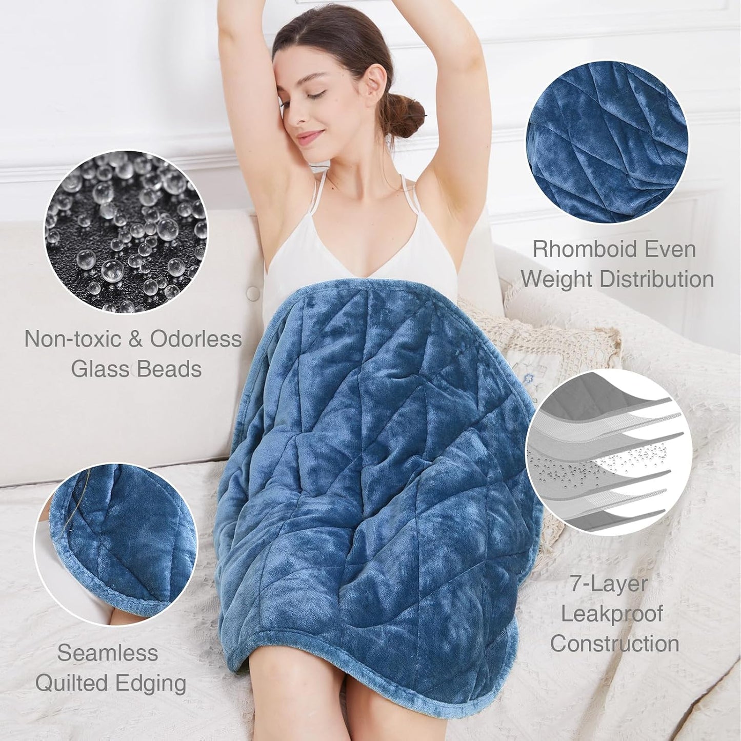 Alomidds Weighted Lap Blanket 7lbs, Cozy Breathable Flannel Weighted Lap Pad for Adults, Small Weighted Blanket for Travel, Couch, Green, 29" x 24"