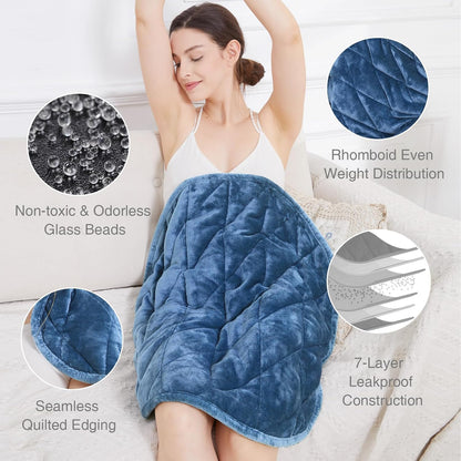 Alomidds Weighted Lap Blanket 7lbs, Cozy Breathable Flannel Weighted Lap Pad for Adults, Small Weighted Blanket for Travel, Couch, Green, 29" x 24"