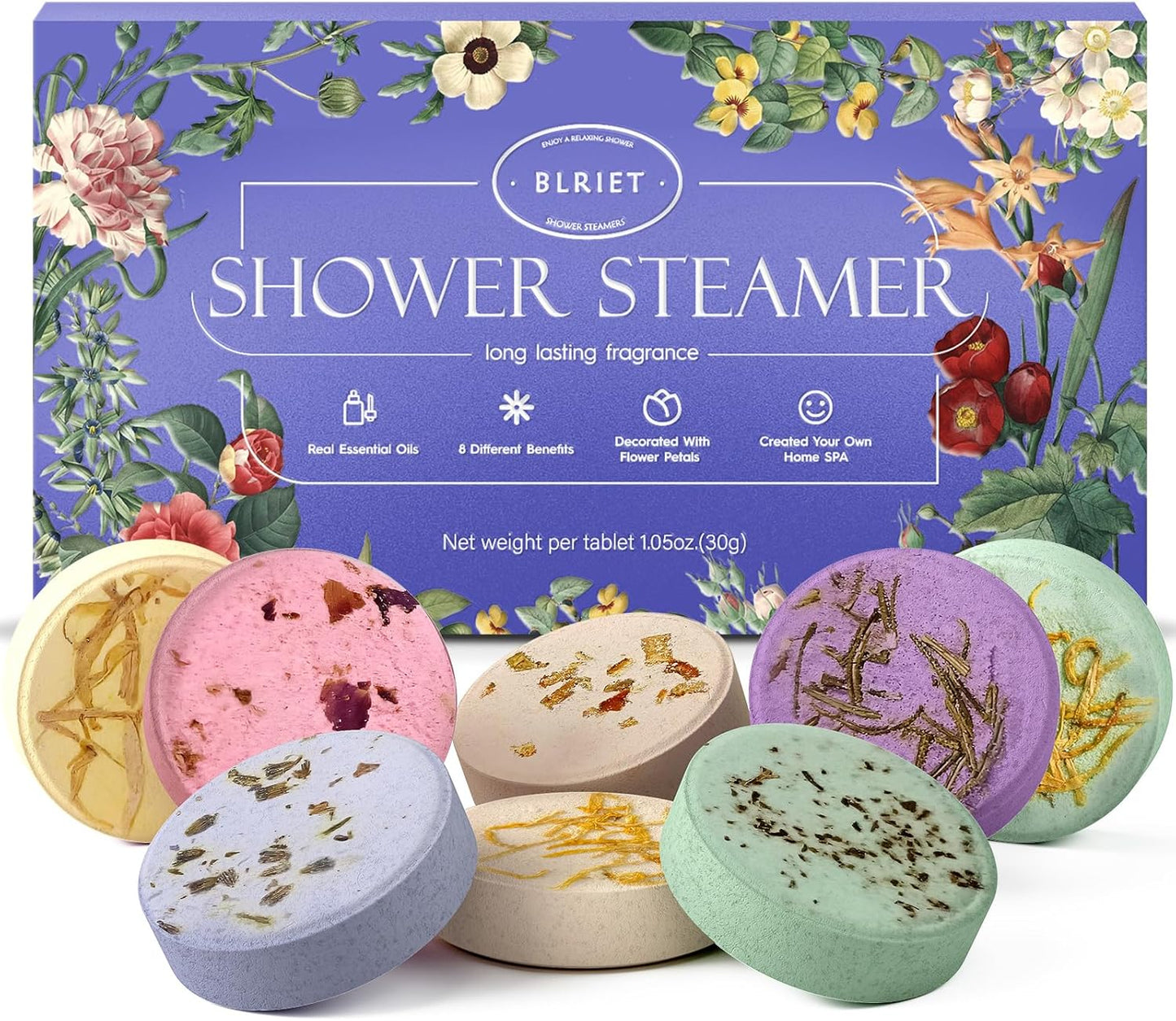 Shower Steamers Aromatherapy Blriet Gifts for Women, Teen Girls, Wife, Her, Mom, Father Days, Daughter, Grandma Basket Stuffers Birthday Gifts Decoration Travel Essentials Self Care Home Spa 8 Pack
