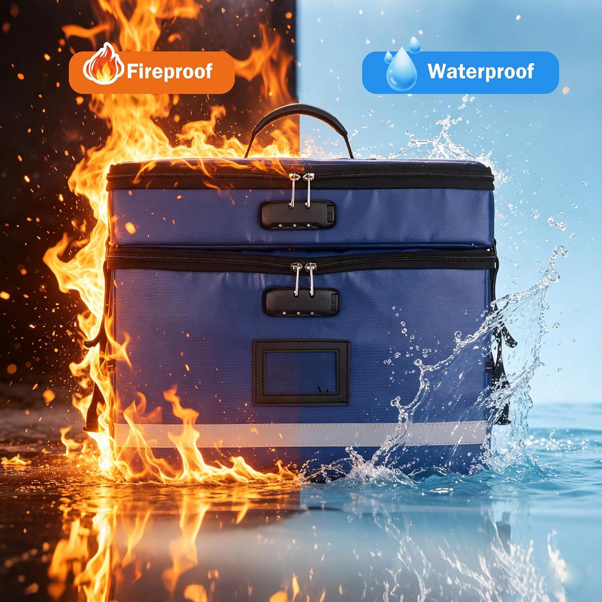 EXLIFBAG Fireproof File Organizer with Lock, 1 Layer