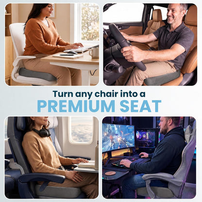 ComfiLife Gel Enhanced Seat Cushion – Office Chair Cushion – Non-Slip Gel & Memory Foam Coccyx Cushion for Tailbone Pain - Desk Chair Car Seat Cushion Driving - Sciatica & Back Pain Relief (Navy)
