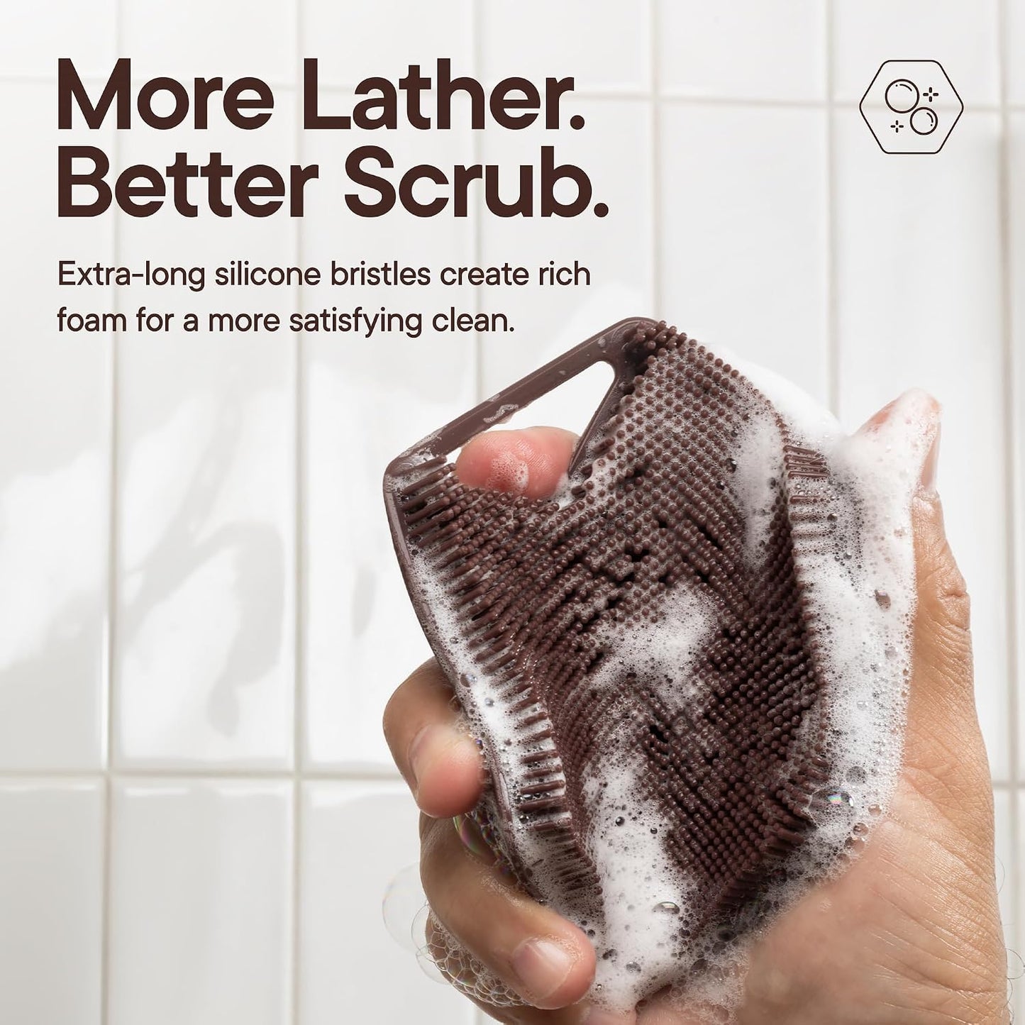 TOOLETRIES Premium Silicone Body Scrubber 2.0, Hygienic Loofah Alternative, Exfoliating Shower Scrubber for Sensitive Skin, Quick Drying & Long-Lasting Bathroom Essentials for Men & Women - Charcoal