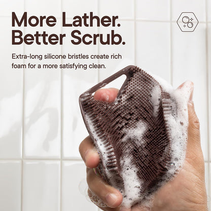 TOOLETRIES Premium Silicone Body Scrubber 2.0, Hygienic Loofah Alternative, Exfoliating Shower Scrubber for Sensitive Skin, Quick Drying & Long-Lasting Bathroom Essentials for Men & Women - Charcoal