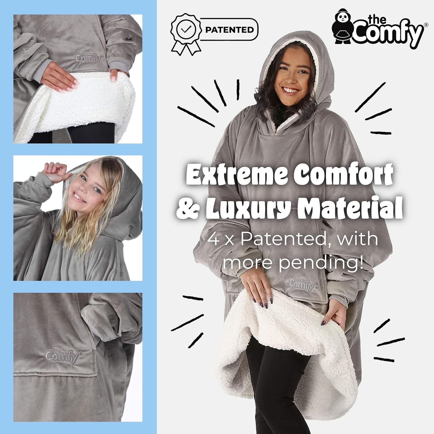 THE COMFY Original | From Shark Tank | Patented | Oversized Sherpa Wearable Blanket Hoodie| Gift for Women & Men | One Size