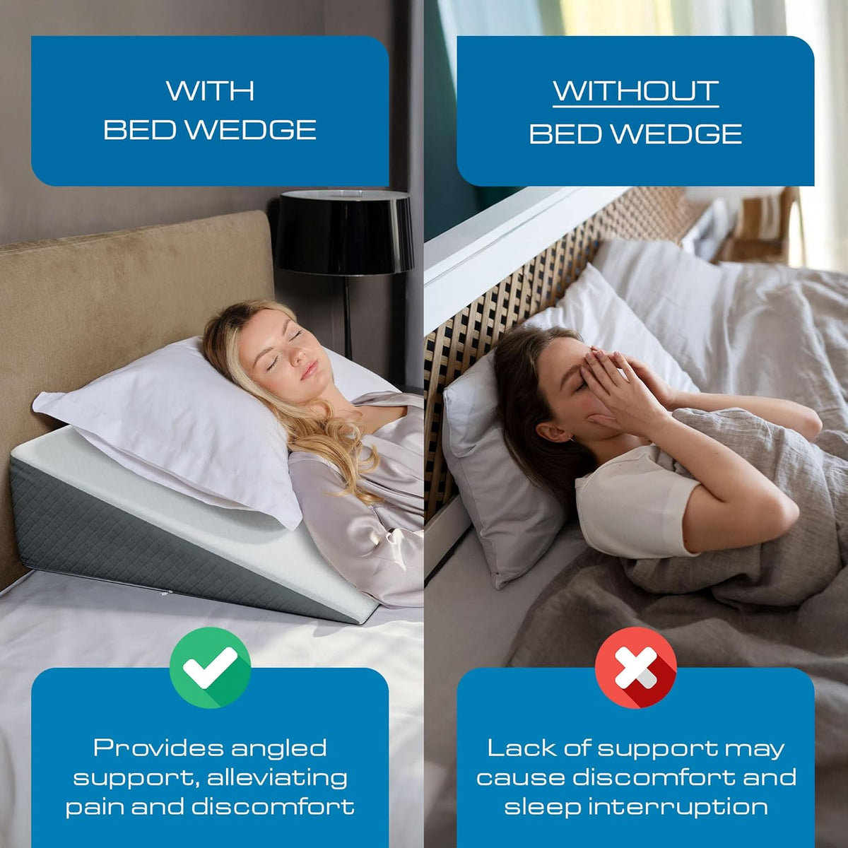 Kolbs Extra Wide Bed Wedge Pillow | Super Large, Memory Foam Top and Jacquard Cover | for Sleeping Acid Reflux GERD (7.5 Inch Height (31 x 33 x 7.5))