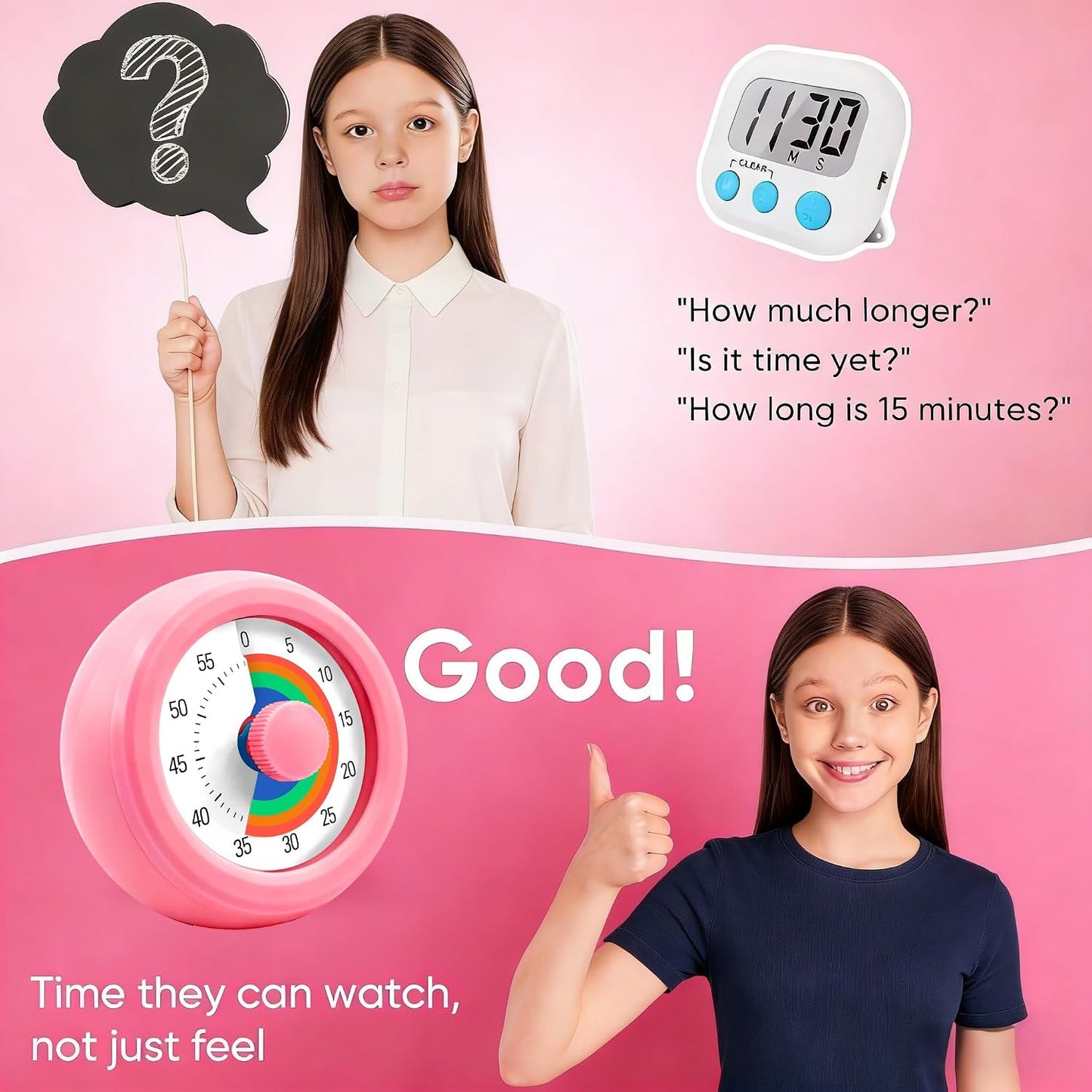 60 Minute Visual Timer with Silent Operation Visual Countdown Timer Rainbow Disk 60 Minute Countdown Timer Task Reminder Home and Kitchen Timer for Kids Desk, Office Meetings (Green)