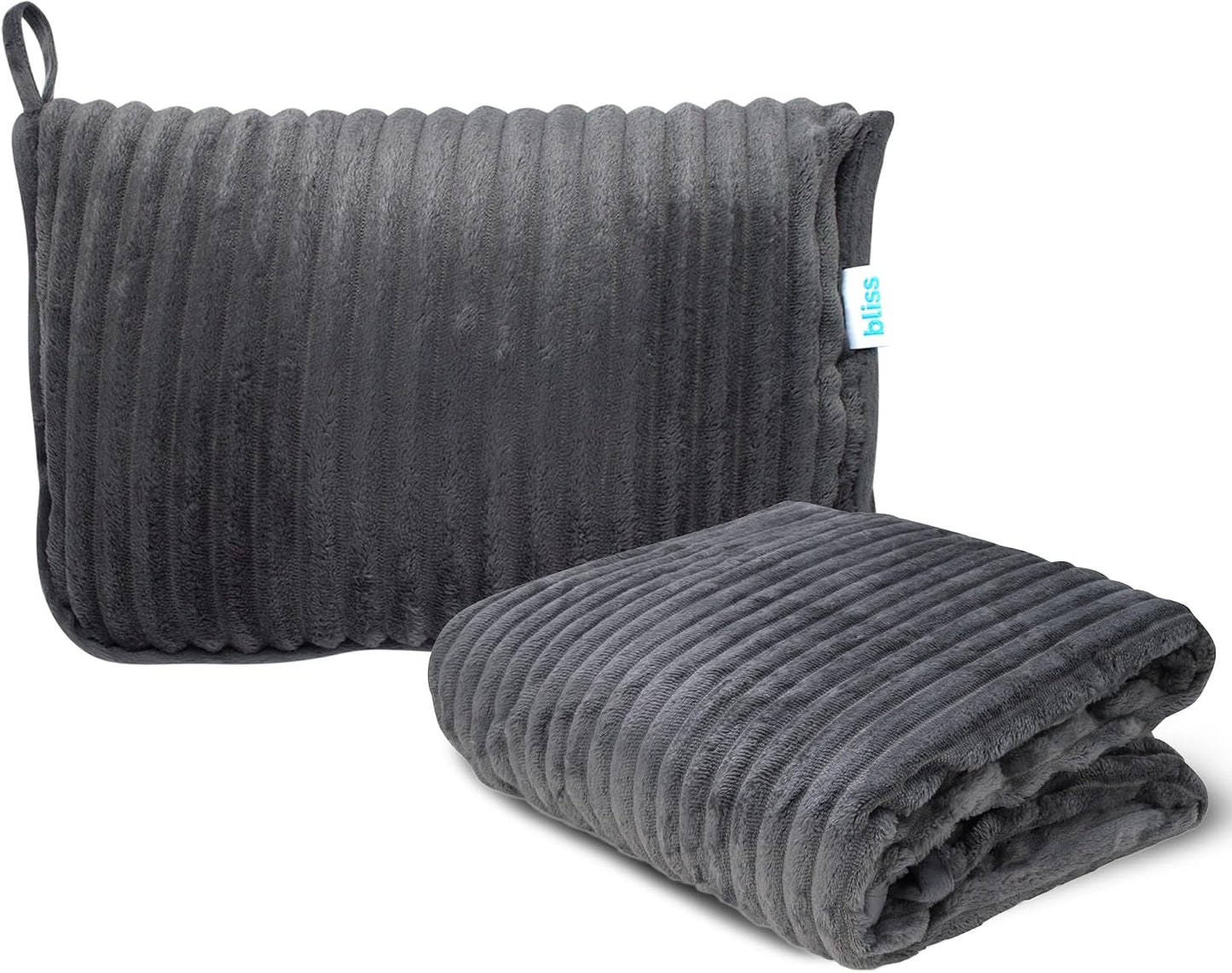 Bliss Faille Travel Pillow Blanket - 2-in-1 Lightweight Compact Airplane Camp Pillow and Blanket Set for Travelling, Size One Size, Mauve