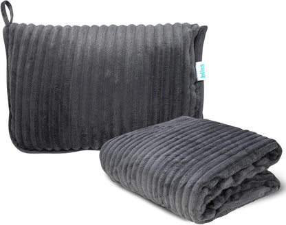 Bliss Faille Travel Pillow Blanket - 2-in-1 Lightweight Compact Airplane Camp Pillow and Blanket Set for Travelling, Size One Size, Mauve
